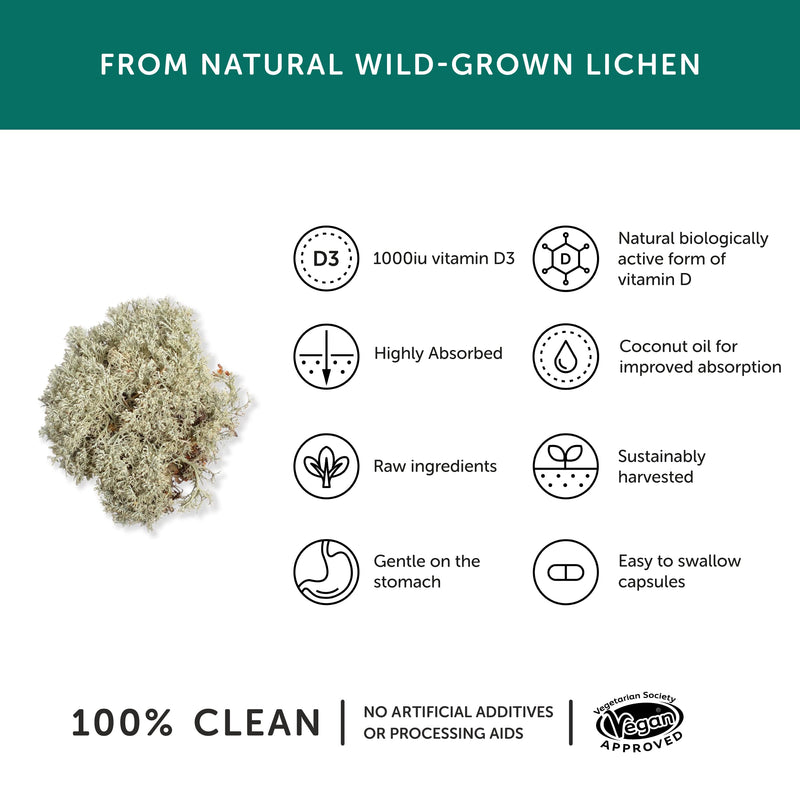 Vitamin D3 � Together Health � 1000iu Vitamin D3 � from Wild-Grown Lichen � Vegan Friendly � Made in The UK � 30 Vegecaps 30 Count (Pack of 1) - BeesActive Australia