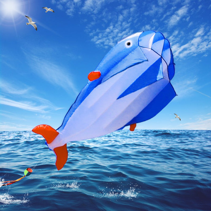 [AUSTRALIA] - HENGDA KITE 3D Kite Huge Frameless Soft Parafoil Giant Blue Dolphin Breeze Kite 