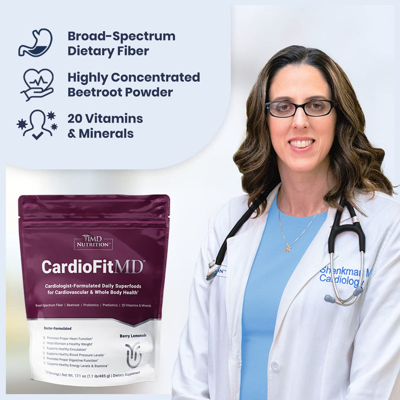 1MD Nutrition CardioFitMD - Vegan Beets Superfood Keto-Friendly Heart Health Powder - Nitric Oxide Supplement - Beet Root Powder for Healthy Blood Pressure & Circulation - High Fiber Drink - 30 Days 1.06 Pound (Pack of 1) - BeesActive Australia