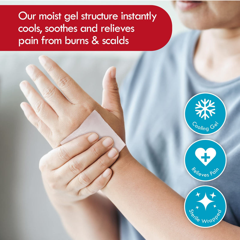 Pack of 5 RedRelief Emergency 5x5cm Burn Dressing - Cools, soothes and relieves Pain - BeesActive Australia