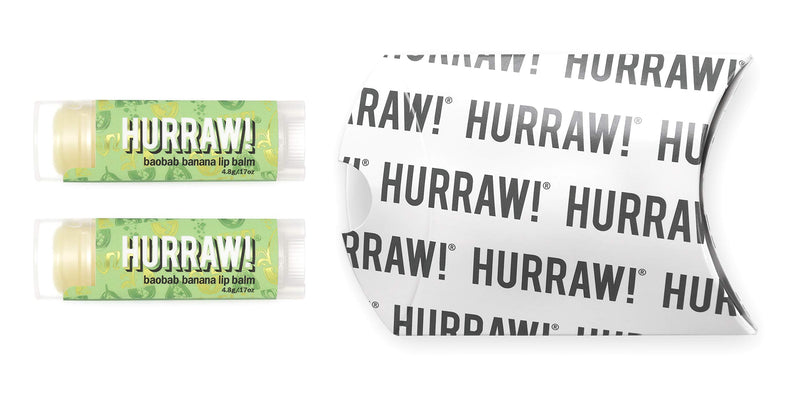 Hurraw! Baobab Banana Lip Balm, 2 Pack: Organic, Certified Vegan, Cruelty and Gluten Free. Non-GMO, 100% Natural Ingredients. Bee, Shea, Soy and Palm Free. Made in USA - BeesActive Australia