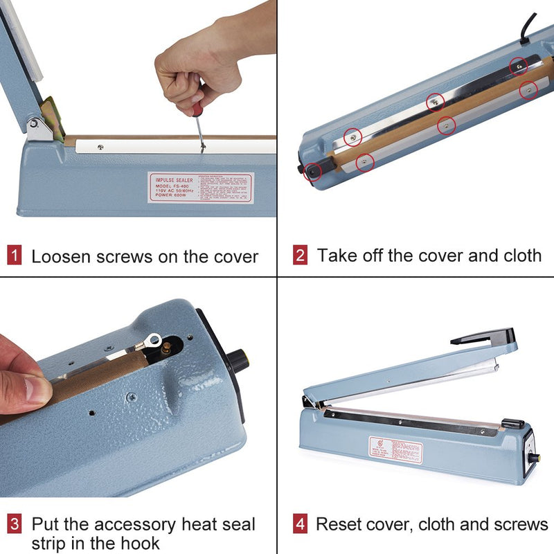 [AUSTRALIA] - Metronic 12 inch Heat Seal Closer Impulse Sealer Accessories,2PC thermal Fuse+2PC fever Cloth (12 inch) 