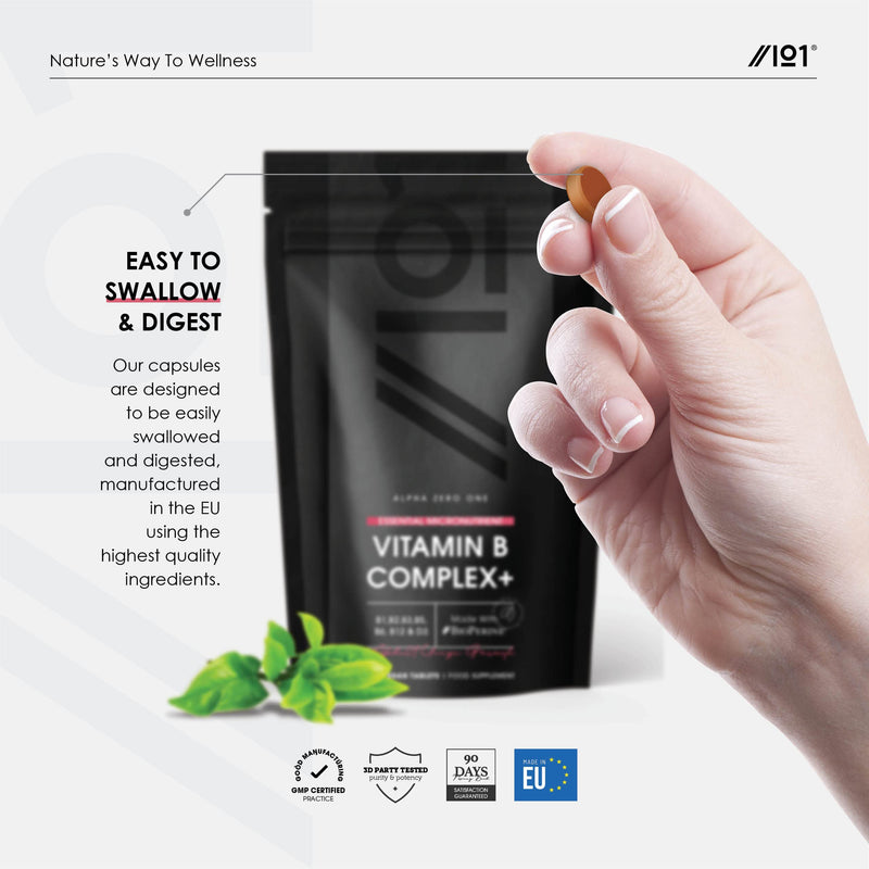 Vitamin B Complex & D3 with BioPerine� - B1,B2,B3,B5,B6,B12 & D3 - No Additives - Non-GMO, Gluten Free - 180 Vegan Tablets 1 count (Pack of 180) - BeesActive Australia