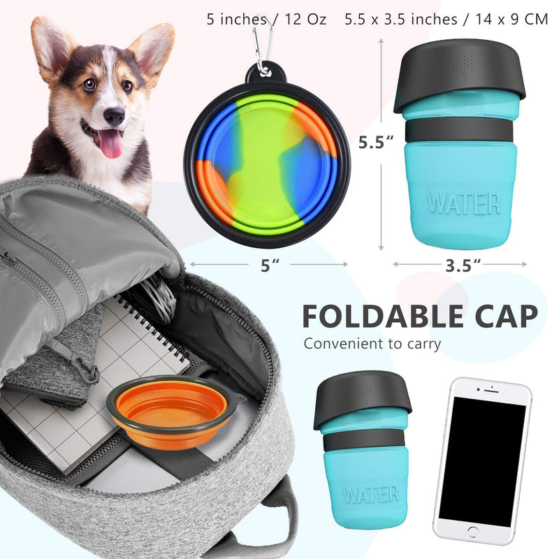 Pet Water Bottle,Dog Travel Water Bottle for Dogs,Upgraded 2 in 1 Drinking Cup Dispenser for Pets,with 2 Collapsible Bowls,Leakproof Foldable Food Bowl for Outdoor Travel Walking Hiking BPA Free - BeesActive Australia