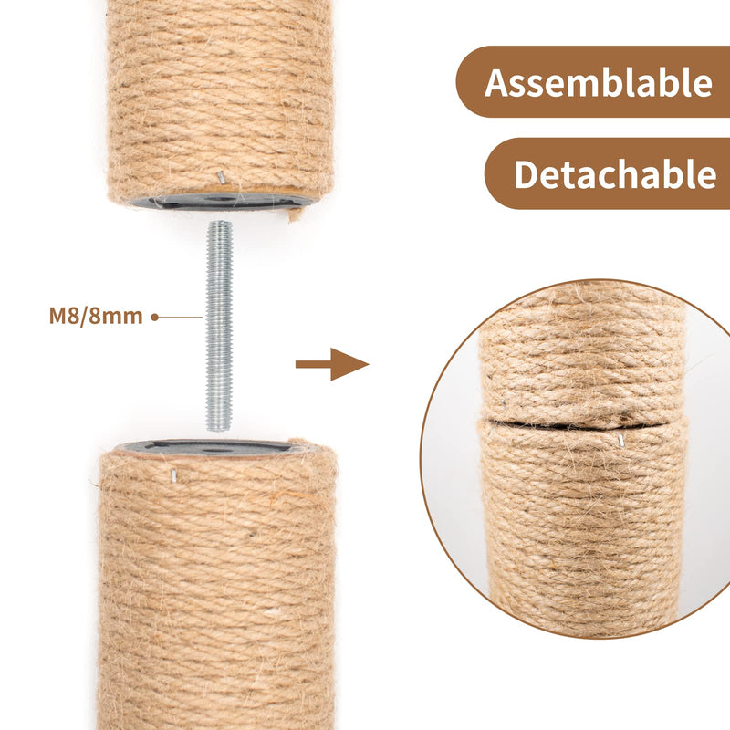 10 Inch Cat Scratching Posts Replacement Sisal Rope Scratcher Post with M8 Screws Jute Rope Scratcher Refill for Cat Tree Tower Refurbishment Cat Scratching Stump Heightening Parts, 4pcs - BeesActive Australia