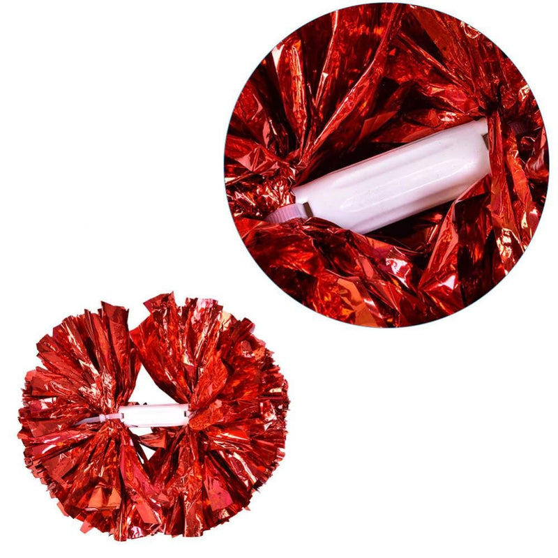 [AUSTRALIA] - Dilwe Cheerleader Pom Poms, 1 Pair 8 Colors Quality Plastic Cheerleader Aerobics Hand Flower Ball for Games School Sports Competition Red 