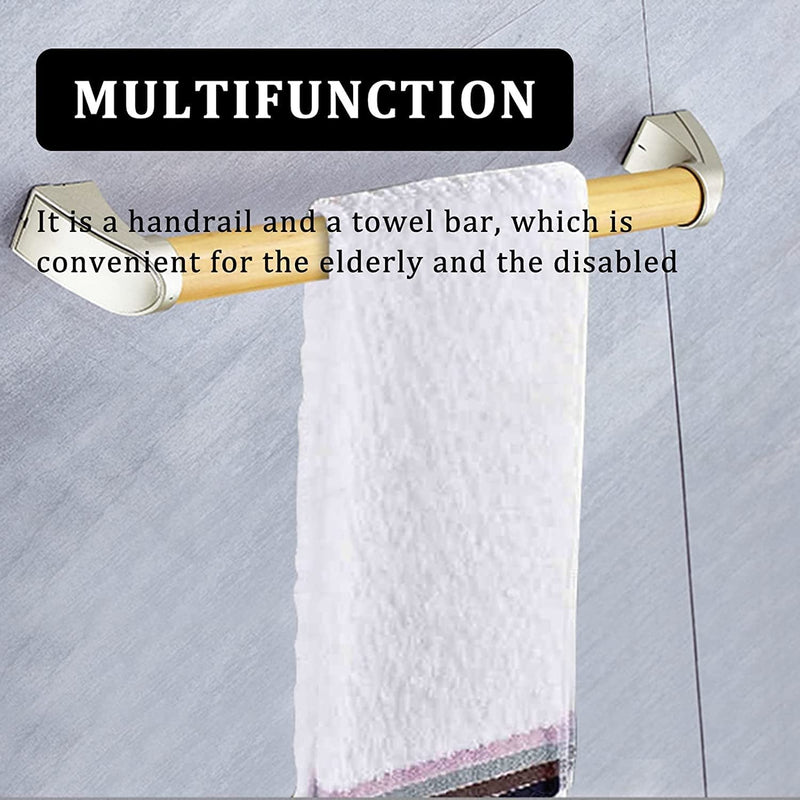 BANGSUN Wooden Grab Bar Bathroom Grab Rails Bath Showers Disabled Elderly (Wood color, 30cm) A Light Gold - BeesActive Australia
