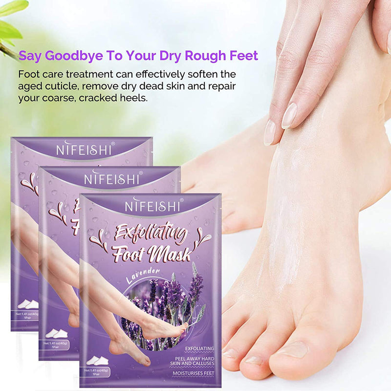 5 Pack Foot Peel Mask, Lavender Exfoliator Foot Masks Peel Away Calluses Dead Skin Remover Repair Rough Heels, Baby Soft Smooth Touch Feet-Men Women - BeesActive Australia