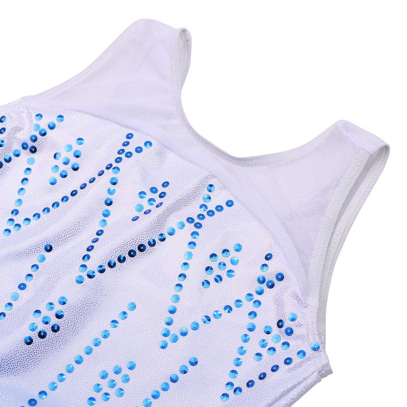 TFJH E Girls Gymnastic Leotard Sequin Mesh Practice Outfits Tumbling Dancewear 3-12Y One Piece 8-9 Years A Blue - BeesActive Australia