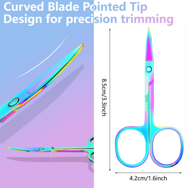 4 Pieces Cuticle Scissors Curved and Rounded Eyebrow Scissors Multi-purpose Nail Scissors Facial Hair Scissors Stainless Steel Small Grooming Scissors for Eyelashes Mustache Trimming (Rainbow) Rainbow - BeesActive Australia