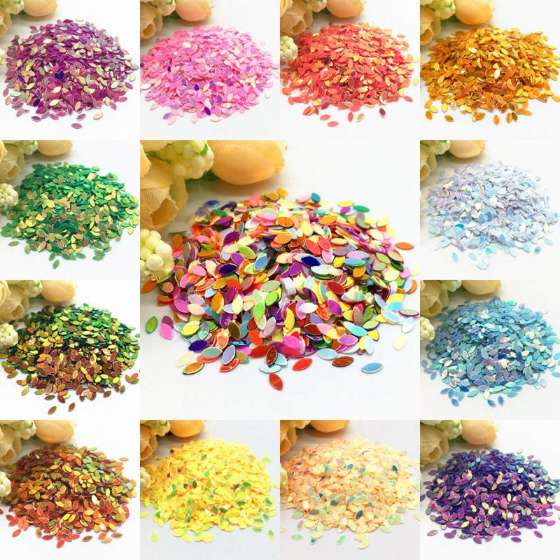 Nail Art Flake, 12 Boxes Nail Glitters Horse Eye Festival Sparkling Sequins Colorful Chunky Glitters for Slime, Face and Eye Make Up 12Horse Eye - BeesActive Australia