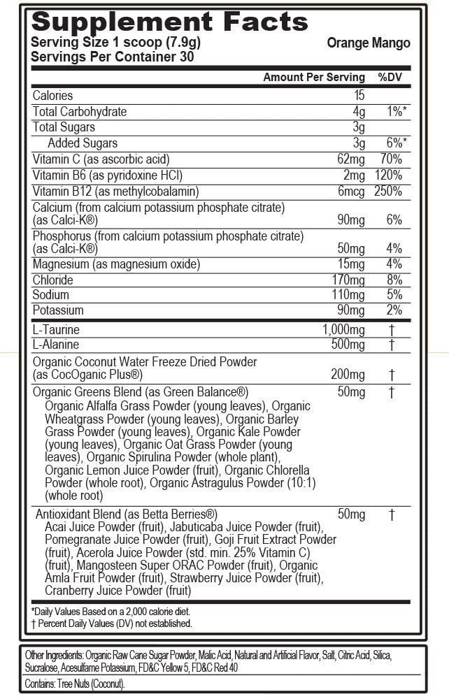 Evlution Nutrition HYDRAMINO Complete Hydration Multiplier, All 6 Electrolytes, Vitamin C & B, Fluid Boosting Aminos, Coconut Water, Endurance, Recovery, Antioxidants, 30 Serve, Orange Mango - BeesActive Australia