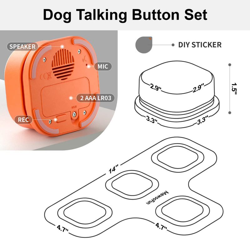 MEWOOFUN Dog Buttons for Communication Recordable Dog Talking Buttons Set Dog Training Speaking Buttons Dog Clicker with Mat & Stickers 4 packs - BeesActive Australia