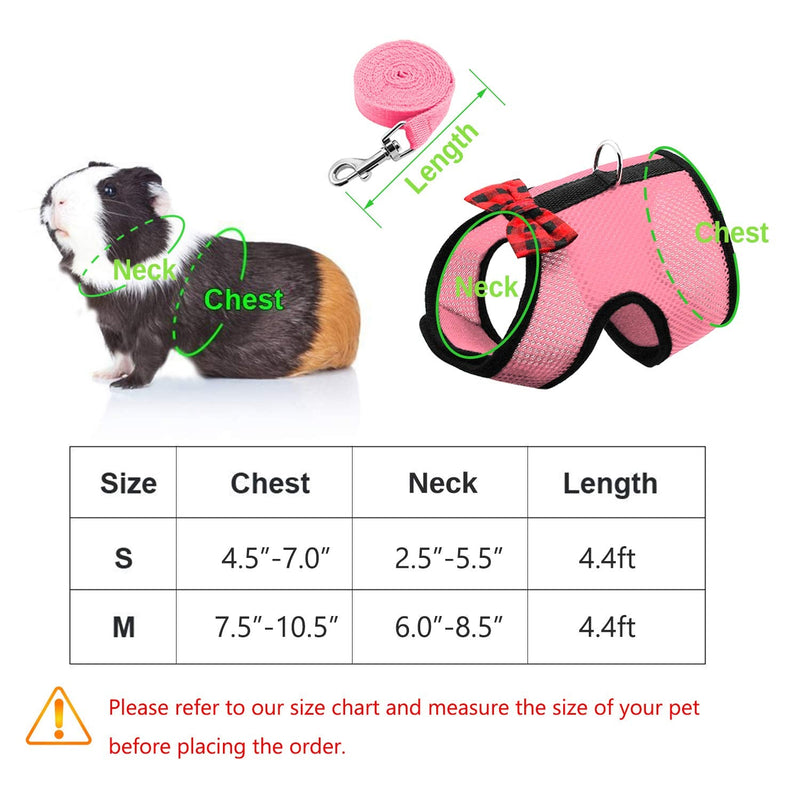 Rypet Guinea Pig Harness and Leash - Soft Mesh Small Animal Harness with Safe Bell, No Pull Comfort Padded Vest for Guinea Pigs, Ferret, Chinchilla and Similar Small Animals Pink - BeesActive Australia