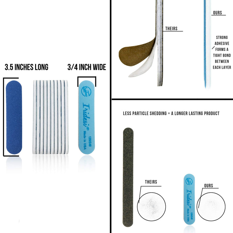 Iridesi Professional Mini Blue Finger Nail Files 120/240 Washable Emery Boards 3-1/2 Inches Long 12 Fingernail Files Per Pack 12 Pack - BeesActive Australia