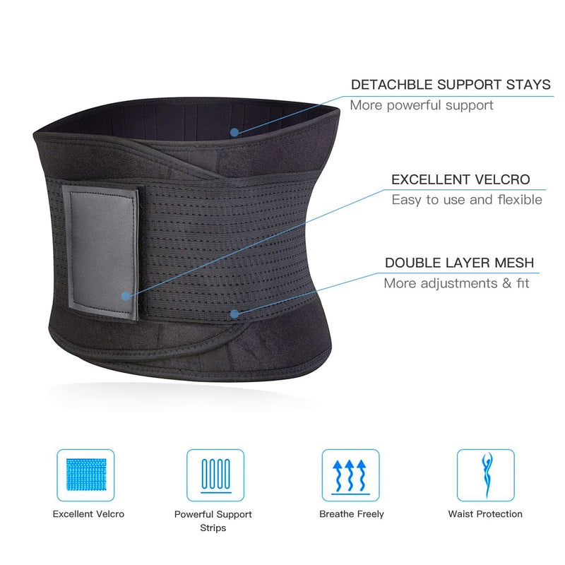 SYXUPAP Back Brace for Women, Men Velcro Back Support, Back Support Belt for Women, Back Brace for Lower Back Pain Women X-Large Black - BeesActive Australia