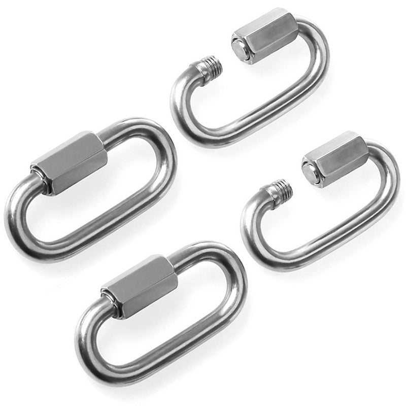 Acrux7 5/16 Inch Quick Link，Heavy Duty Oval Locking Carabiner Clip , 4 Pack Stainless Steel Carabiners, Hexagon Stud Connector & Deep Thread for Outdoor Activities (Hooking Trailer, Swing Set） - BeesActive Australia