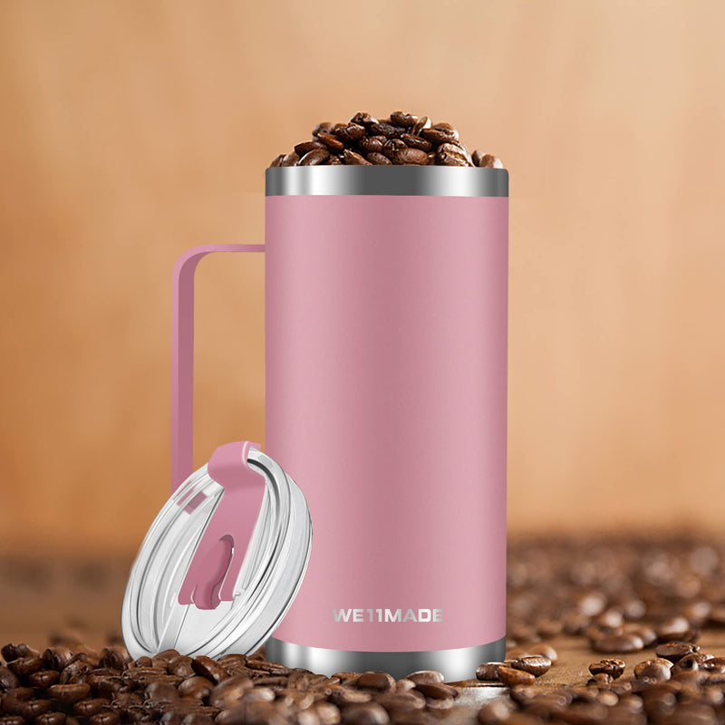 20 oz tumbler with handle, Lids and Straw, insulated Stainless Steel Coffee Mug, Keeps Drinks Cold up to 12 Hours, Fits in Car Cup Holder, 100% Leakproof, Iced Tea or Coffee, Smoothie(Candy Pink) Candy Pink - BeesActive Australia