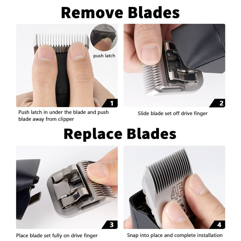 KBDS Detachable Ceramic Pet Clipper Blades,Size-7F,Compatible with Most Andis,Oster,Wahl A5 Clippers,Made of Ceramic Blade Cutter and Carbon Steel Blade,1/8'' Inch 3.2mm Cut Length, 7F Blade - BeesActive Australia