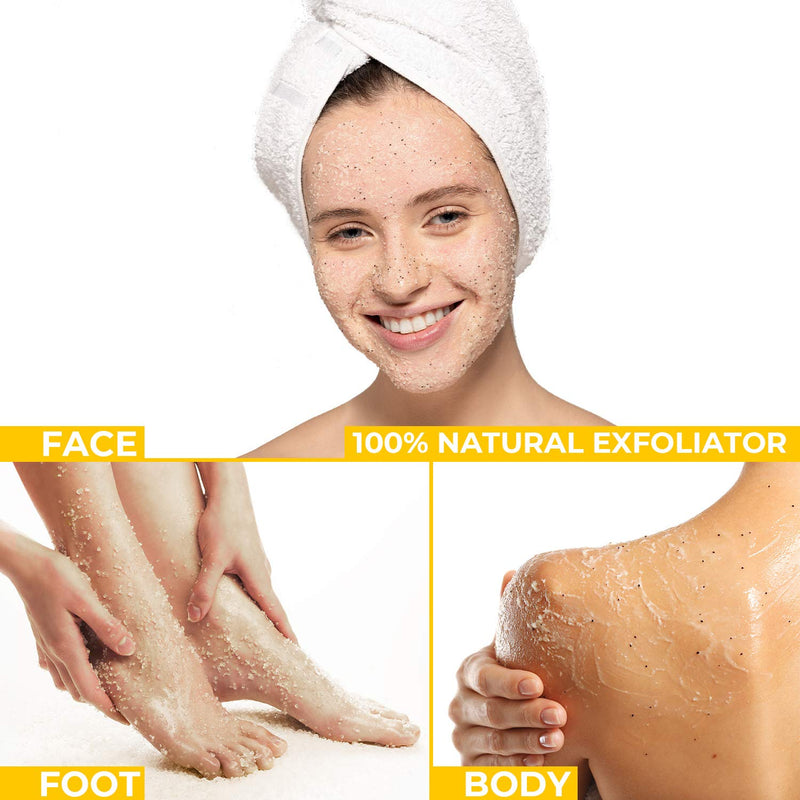 O Naturals Exfoliating Lemon Oil Dead Sea Salt Deep-Cleansing Face & Body Scrub. Anti-Cellulite Tones Helps Oily Skin, Acne, Ingrown Hairs & Dead Skin Remover. Essential Oils, Sweet Almond 18oz - BeesActive Australia