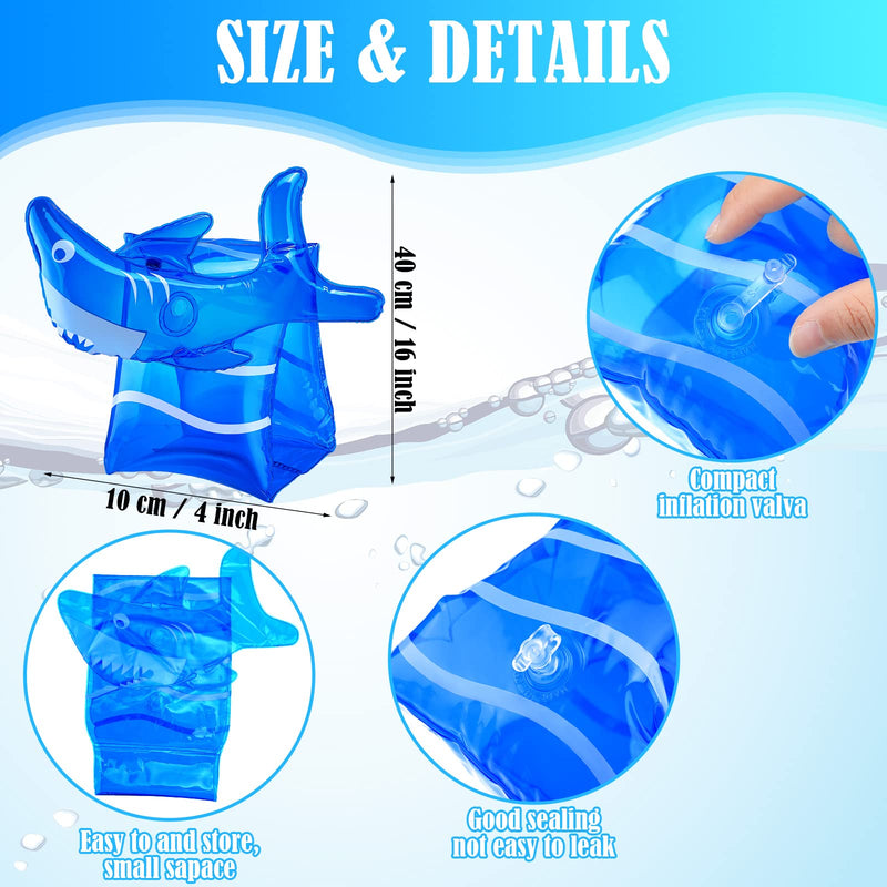 2 Pcs Swim Arm Floaties Inflatable Swim Arm Bands for Kids Toddler, Anti Fog Swimming Goggles Floater Sleeves Shark Style - BeesActive Australia