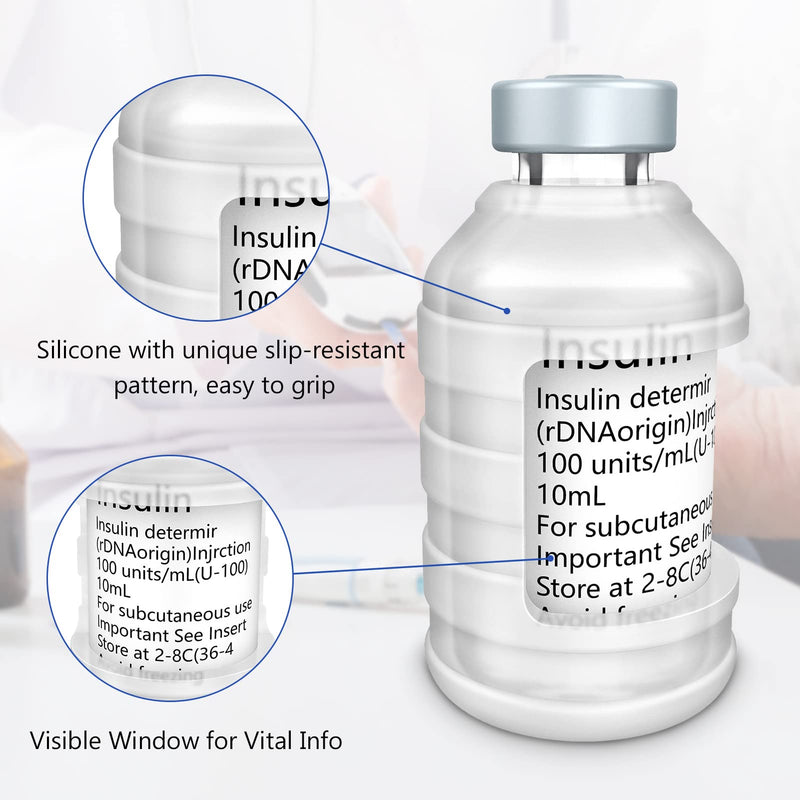 MEDMAX Insulin Via Bottle Protector Case for Diabetic, Insulin Vial Holder Silicone Protective Sleeve to Protect Your Insulin Vial from Breaking, for Most 10ML Insulin Vials, 2-Pack, (Clear) Short-Clear - BeesActive Australia