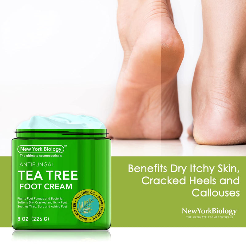 Tea Tree Oil Foot Cream for Dry Cracked Feet – Tea Tree Cream for Athletes Foot Fungus, Dry Cracked Skin, Nail Fungus, Ringworm, Jock Itch and Itchy Skin – Moisturizing Body Cream - 8 oz - BeesActive Australia