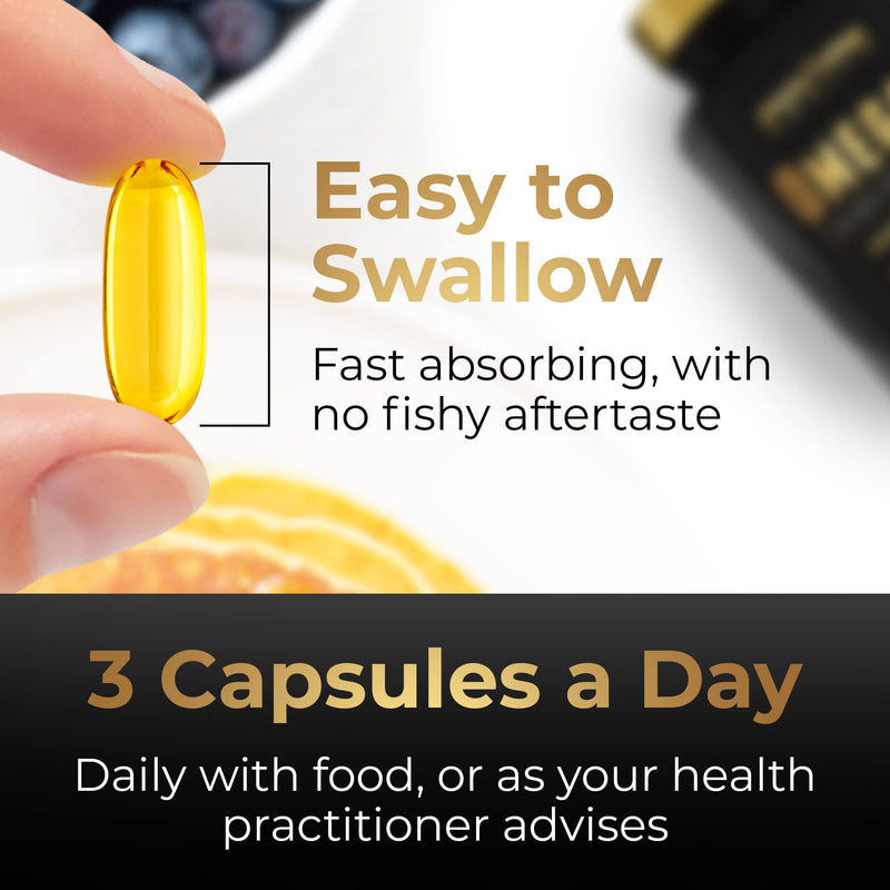 Omega 3 Fish Oil - 180 High Strength Capsules - 990mg EPA & 660mg DHA per Daily Serving - 2 Months Supply - Made in UK - BeesActive Australia