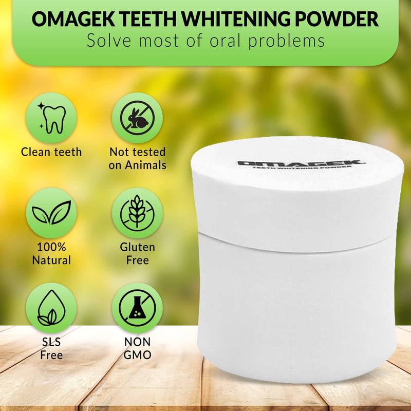 Omagek Teeth Whitening Powder White Teeth Brightening Powder Tooth Whitener Powder Coffee Stains Remover Mint Flavour(30g) - BeesActive Australia
