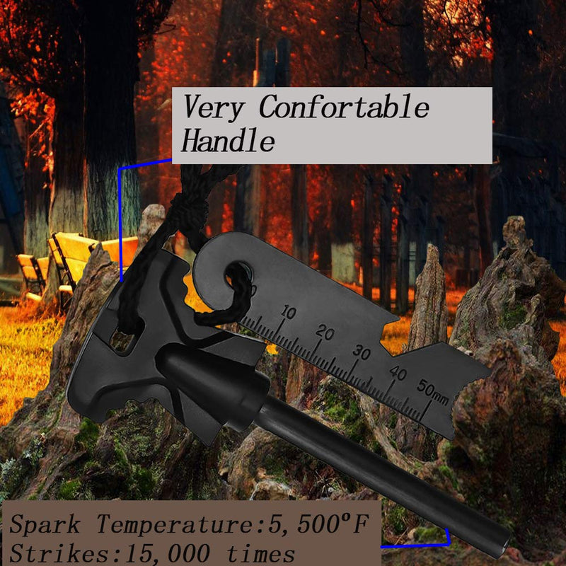 4.25 Inch Flint Fire Starter, Survival Ferro Rods Starter with Easy Grip Handle and Multifunction Striker, Waterproof Flint Fire Can be Struck 15000 Times for Camping, Hiking (Pack of 2) (E) - BeesActive Australia