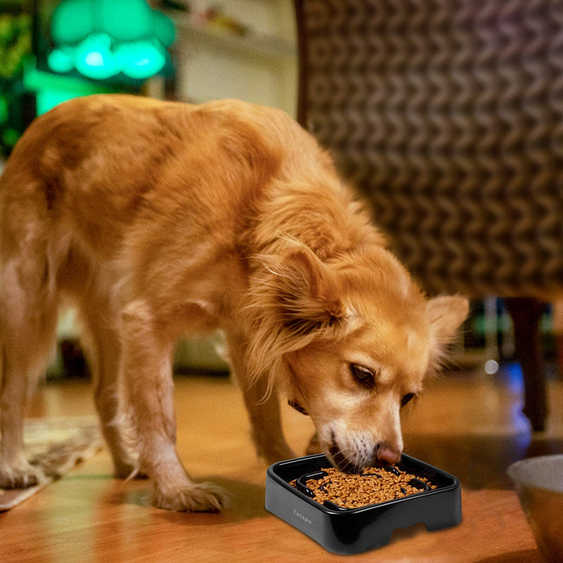 Tolopu Extra-Large Square Durable ABS Slow Feeder Dog Bowls(10 Cups Capacity) Stop Bloat Bowl Anti-Choking &Anti-Gulping & Fun Feeding Bowl Large BLACK - BeesActive Australia