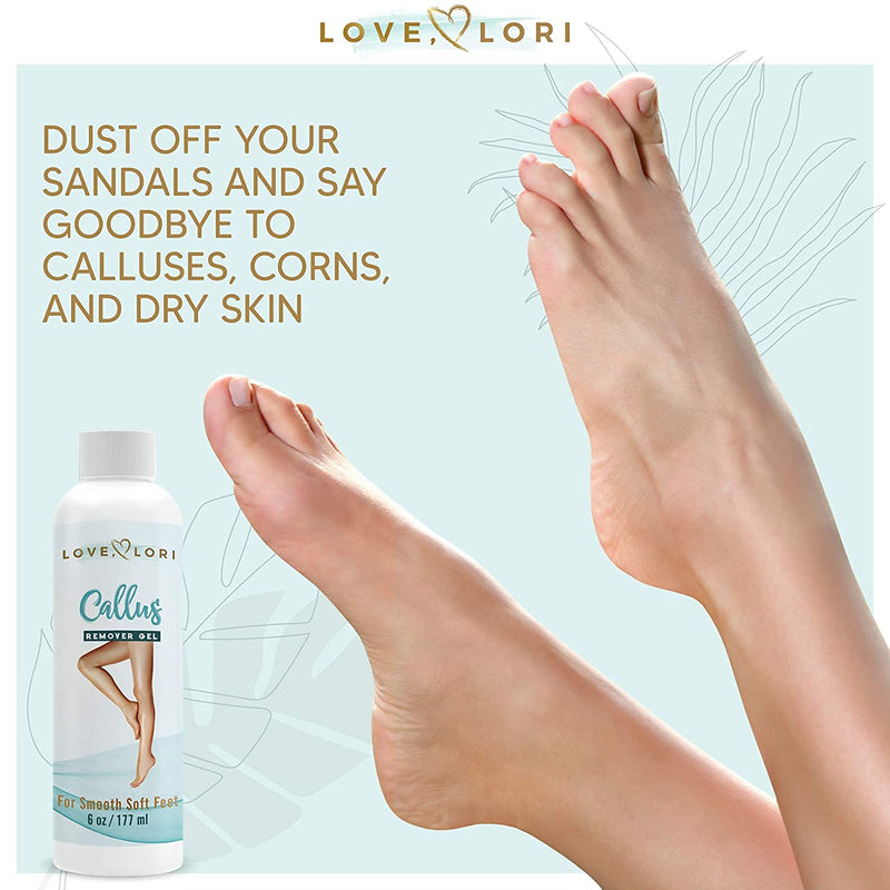 Foot Callus Remover Gel 6oz By Love, Lori – Callus Remover For Feet & Cracked Heel Repair – Exfoliator & Dead Skin Remover For Soft Feet - Professional Pedicure Results At Home - BeesActive Australia