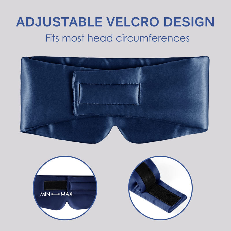 OLESILK Sleep Mask, 100% Natural Mulberry Silk Eye Mask for Women and Men with Adjustable Strap, Large in Size, Blindfold for All Night Sleep, Navy - BeesActive Australia