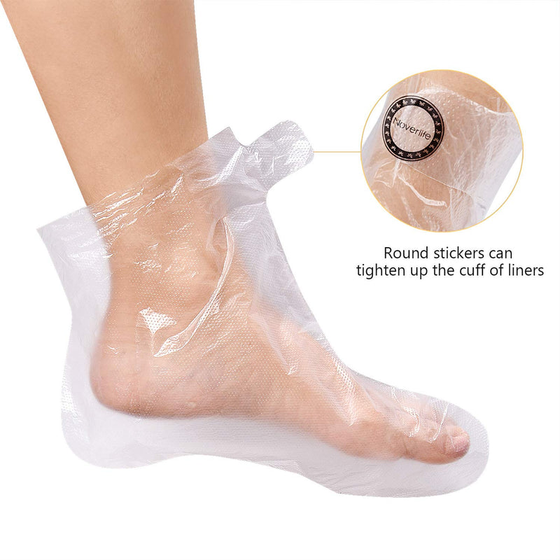 Noverlife 200PCS Clear Plastic Disposable Booties, Paraffin Bath Liners for Pedicure Hot Spa Wax Treatment, Thermal Paraffin Wax Therapy Foot Covers Protector Liners - BeesActive Australia