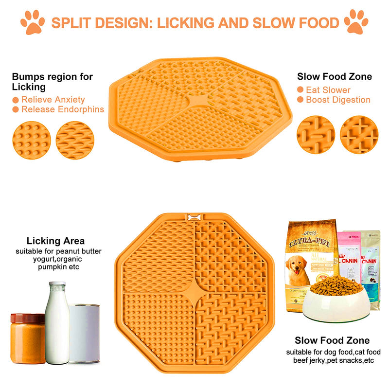 ACODIC Dog Lick Pad,Pet Slow Feeder Mat,Fun Alternative to Slow Feeder Dog Bowls,Calming Mat for Dog Anxiety Relief,Dog Lick Pad with Suction Perfect for Bathing,Grooming,Training Orange - BeesActive Australia