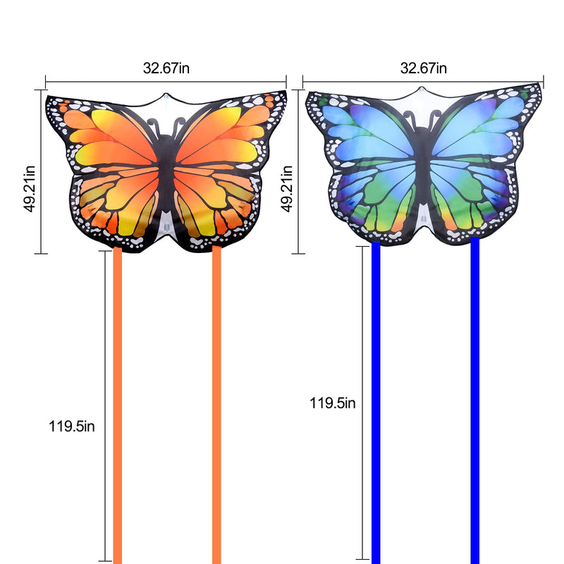 Nazano 2 Pack Kites for Kids Large Beautiful Butterfly Kite for Outdoor Games and Activities Single Line Kite with Flying Tools Yellow+blue - BeesActive Australia