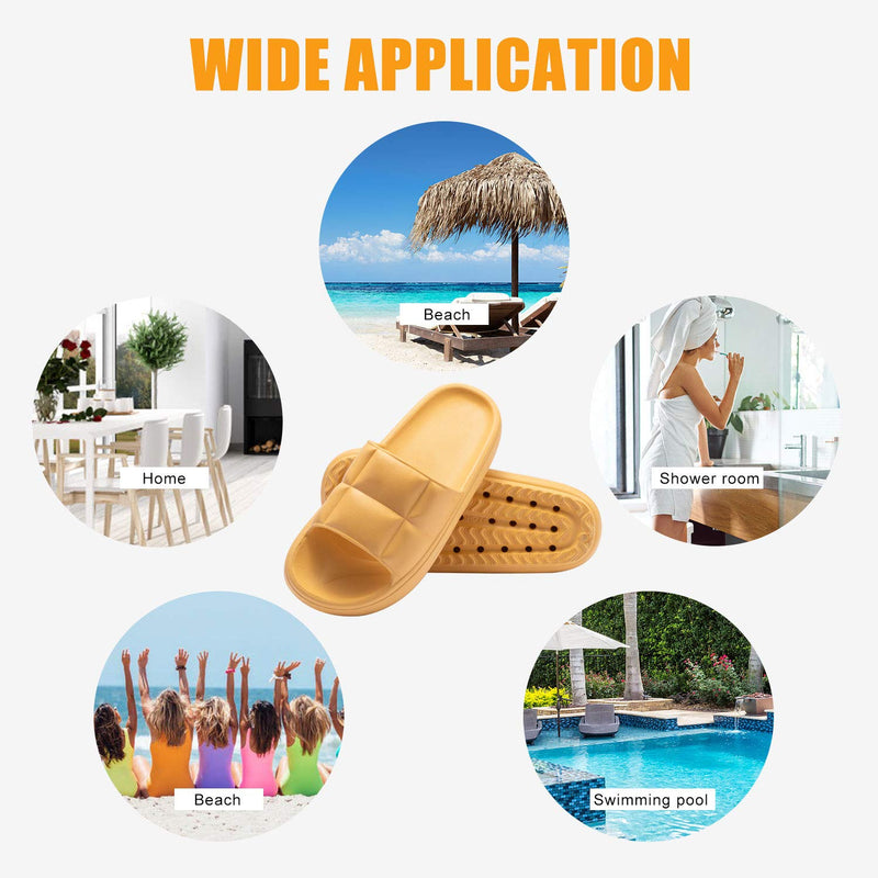 Menore Slippers for Women and Men Quick Drying, EVA Open Toe Soft Slippers, Non-Slip Soft Shower Spa Bath Pool Gym House Sandals for Indoor & Outdoor 7.5-8 Women/6.5-7 Men Yellow - BeesActive Australia