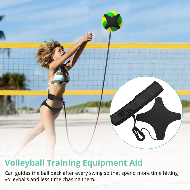 VINTEAM Volleyball Training Equipment Aid, Volleyball Serve Trainer Solo Practice Trainer Kit for Serving, Setting, Spiking & Arm Swing Black with volleyball setting straps - BeesActive Australia