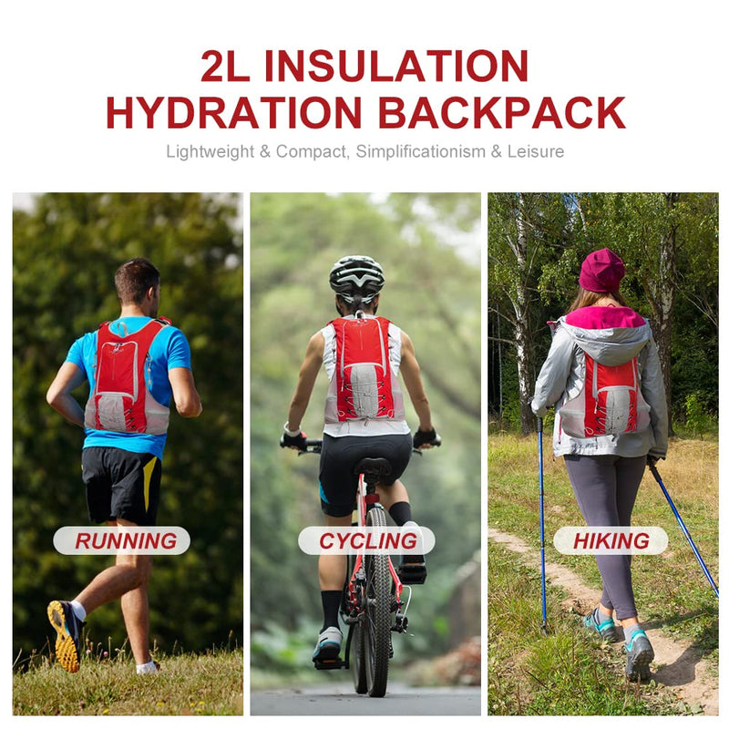 INOXTO Hydration Pack Backpack ，Water Backpack with 2L Leakproof Water Bladder, Running Hydration Vest for Man, Daypack for Cycling Motocross Climbing Trail Running Red - BeesActive Australia