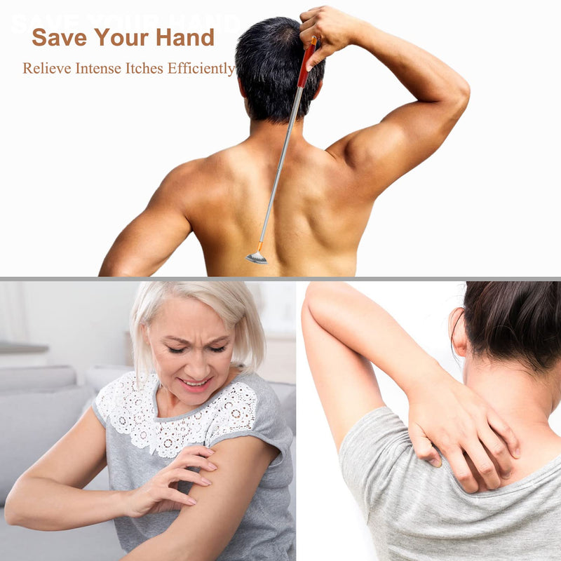Aznrszy Back Scratcher, Best Back Scratcher for Women Men Adults Extendable with Massage Bead, Solid Wood Handle and Upgraded Widen 304 Stainless Steel Claw, Handheld Massager for Face Neck Foot 1pc - BeesActive Australia