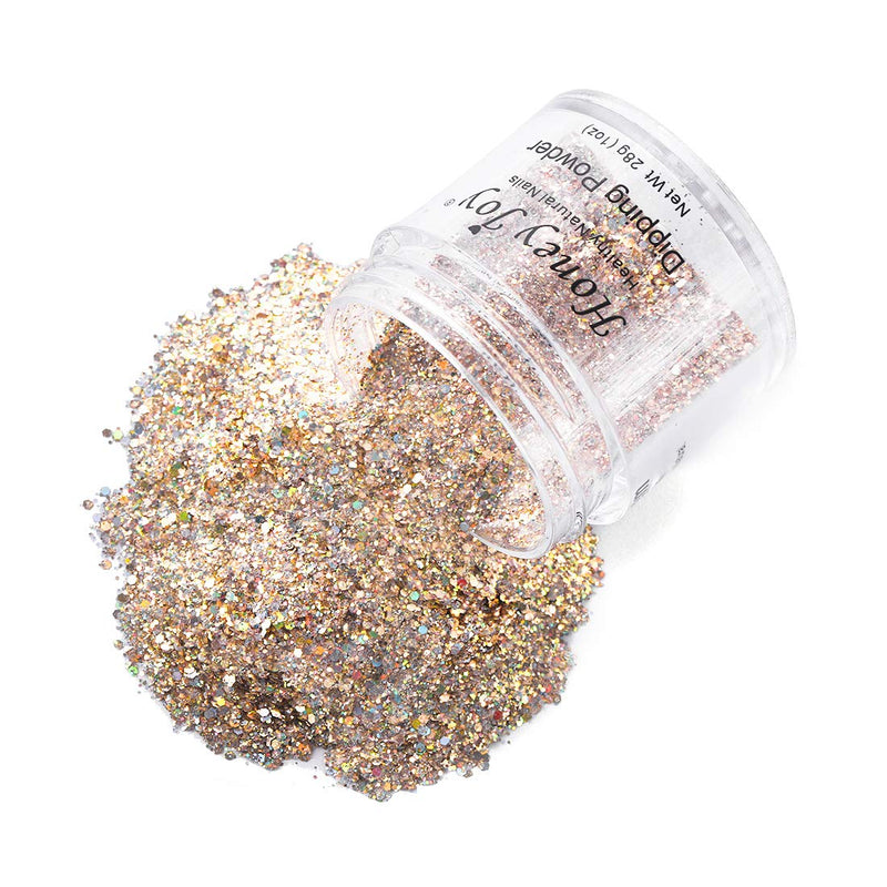 28g/Box Champagne Color Shine Glitter Hexagon Sequins Paillette Dip Powder Nails Dipping Nails Long-lasting Nails No UV Light Needed (HJ-ND064B-No.137) Dip-No.137 - BeesActive Australia