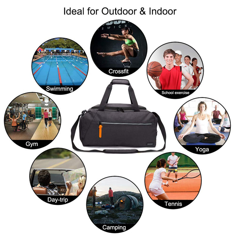 ROTOT Gym Duffel Bag, Gym Bag with Waterproof Shoe Pouch, Weekend Travel Bag with a Water-resistant Insulated Pocket Black - BeesActive Australia