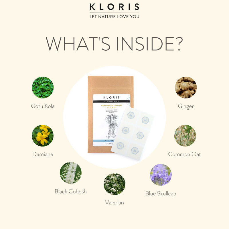 KLORIS Menopause Patches - Natural Support for Hot Flashes, Sleep, Night Sweats, Cramps & Mood - with Gotu Kola & More - BeesActive Australia