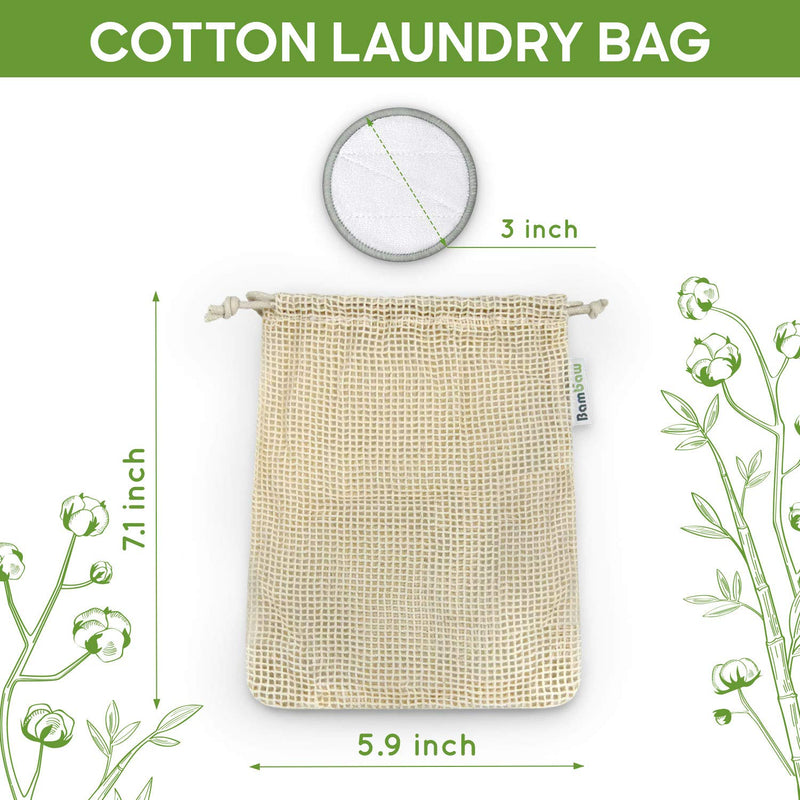 Reusable Cotton Pads | 22 Pack | Reusable Makeup Remover Pads with 2 Bags for Laundry and Storage | Bambaw - BeesActive Australia