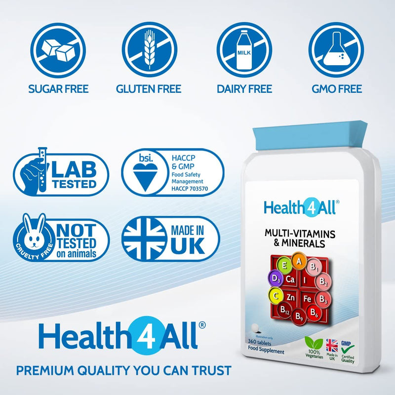 Multivitamins & Minerals One a Day 360 Tablets 100% RDA. Made by Health4All 360 Count (Pack of 1) - BeesActive Australia