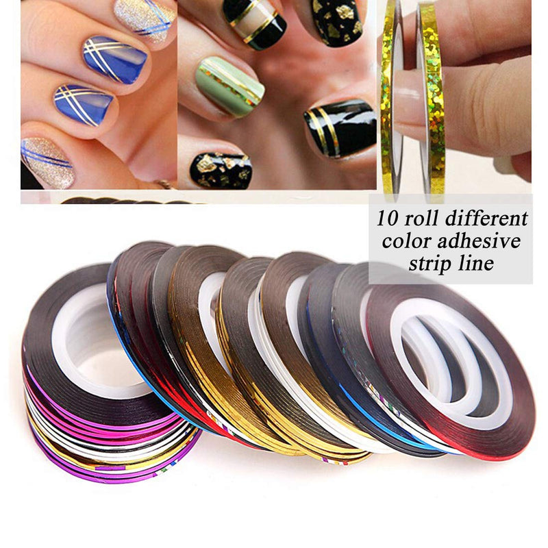 30 Roll Hologrphic Transfer Nail Foil Sticker Silver Laser Nail Decals 10 Roll Nails Strip Tape for Nails Art Design Decoration Holographic A - BeesActive Australia