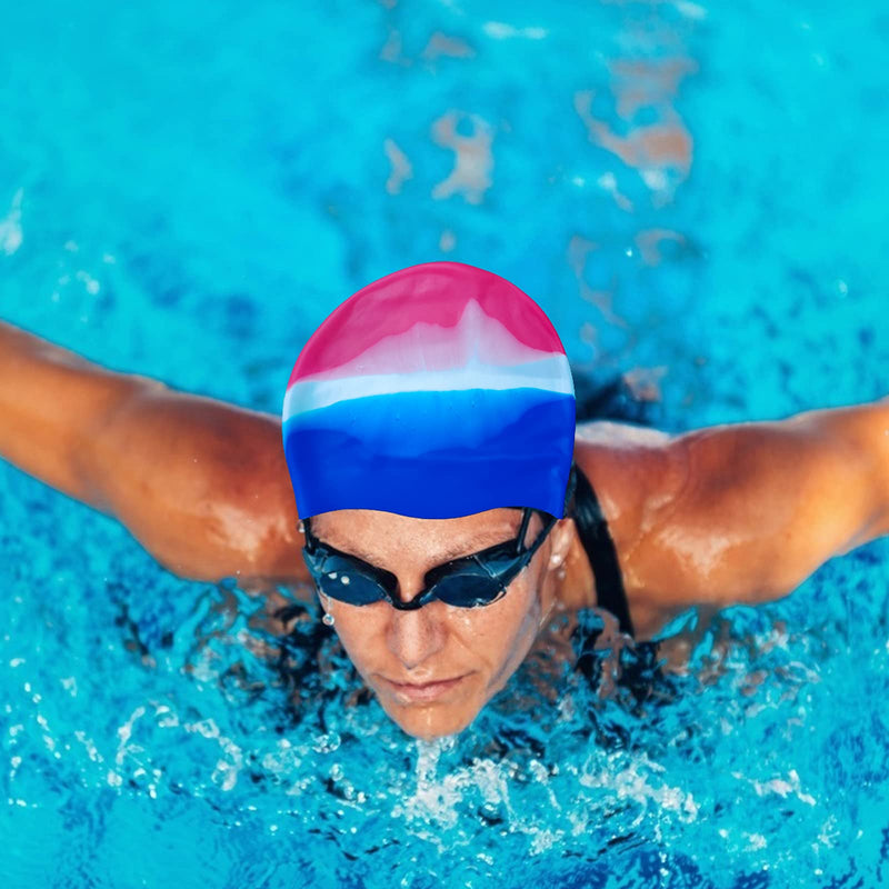 AWOCAN Long Hair Silicone Swim Cap Women Girl Waterproof Bathing Pool Swimming Cap Cover Ears to Keep Your Hair Dry, Anti-Slip and 3D Soft Stretchable Durable Easy to Put On and Off pink - BeesActive Australia