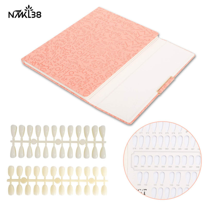 NMKL38 120 Leather Nail Color Chart Gel Polish Display Book with 360 False Nail Tips Fashion Design (Pink) Pink - BeesActive Australia