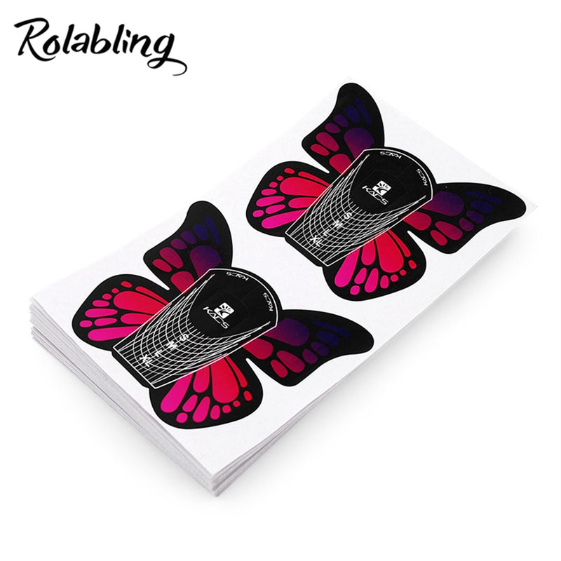 Nail Forms Tips Extension Guide Sticker Nail Art Butterfly Sticker Gel/Acrylic Nail Polish 100 pcs (Size-1) Size-1 - BeesActive Australia