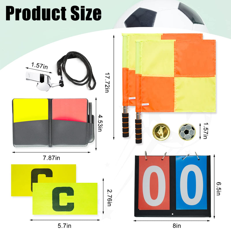 Soccer Referee Flags Kit - 8PCS Referee Toolkit Including Whistle, Referee Cards, Score Book, Flip Coin, and Captain Armband - BeesActive Australia